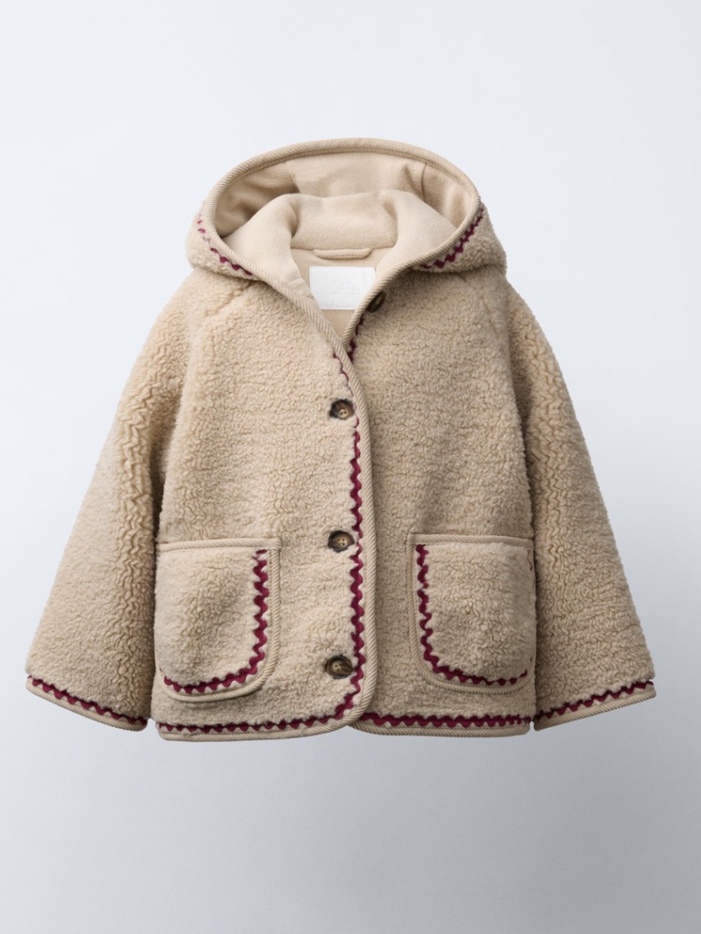 Zara Faux Shearling Jacket with Wavy Trim size 6